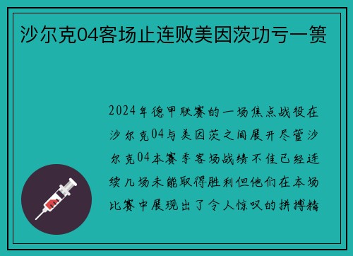 沙尔克04客场止连败美因茨功亏一篑